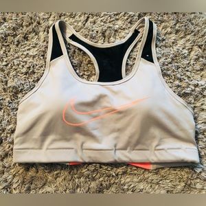 Nike Dry Fit Sports Bra Sz L - Grey with Neon Orange Accent